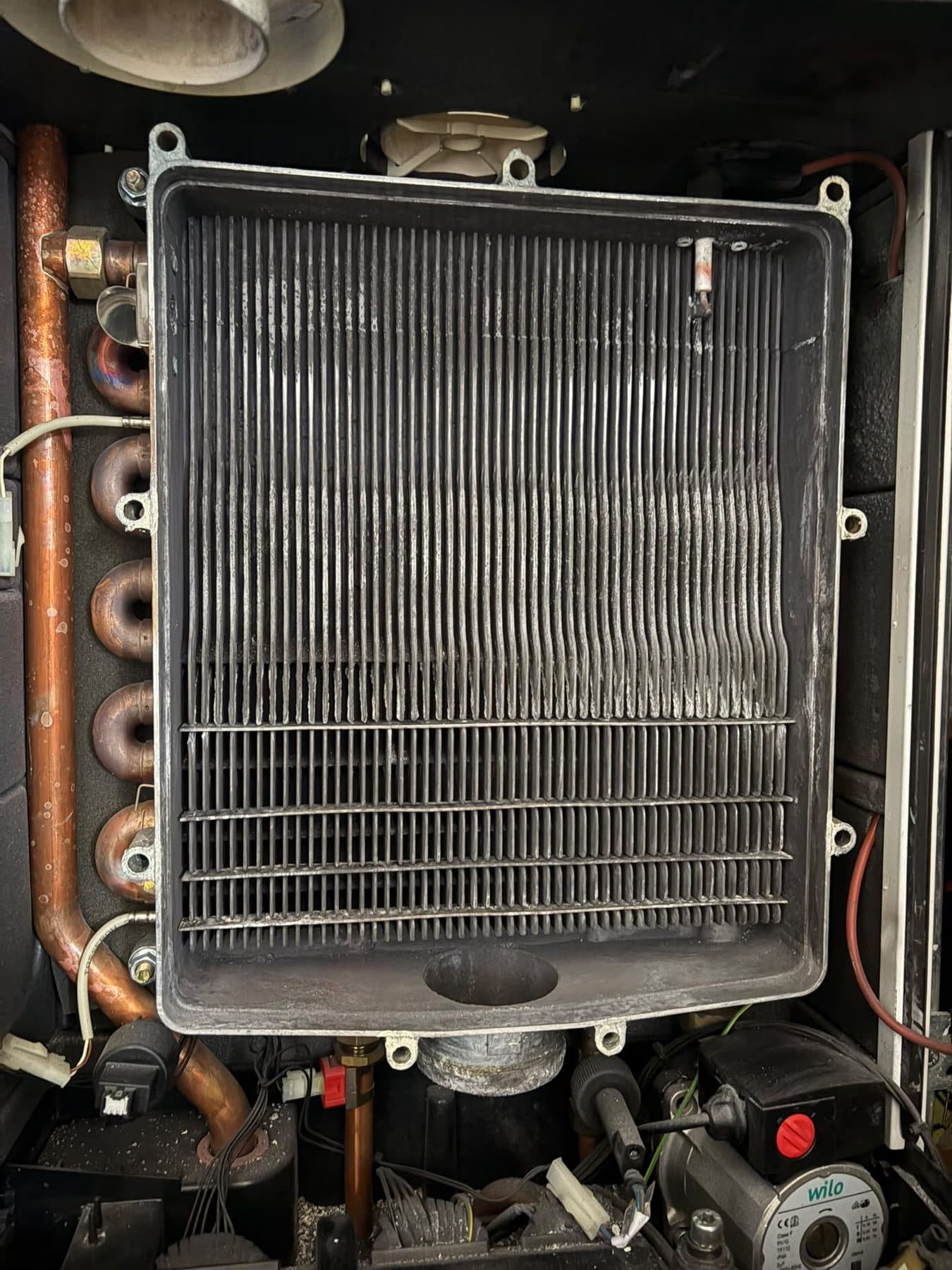 Gereinigde warmtewisselaar van een cv-ketel